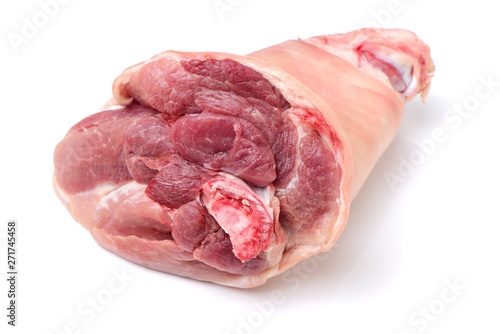 Canvas Print raw pork (leg) isolated on white background