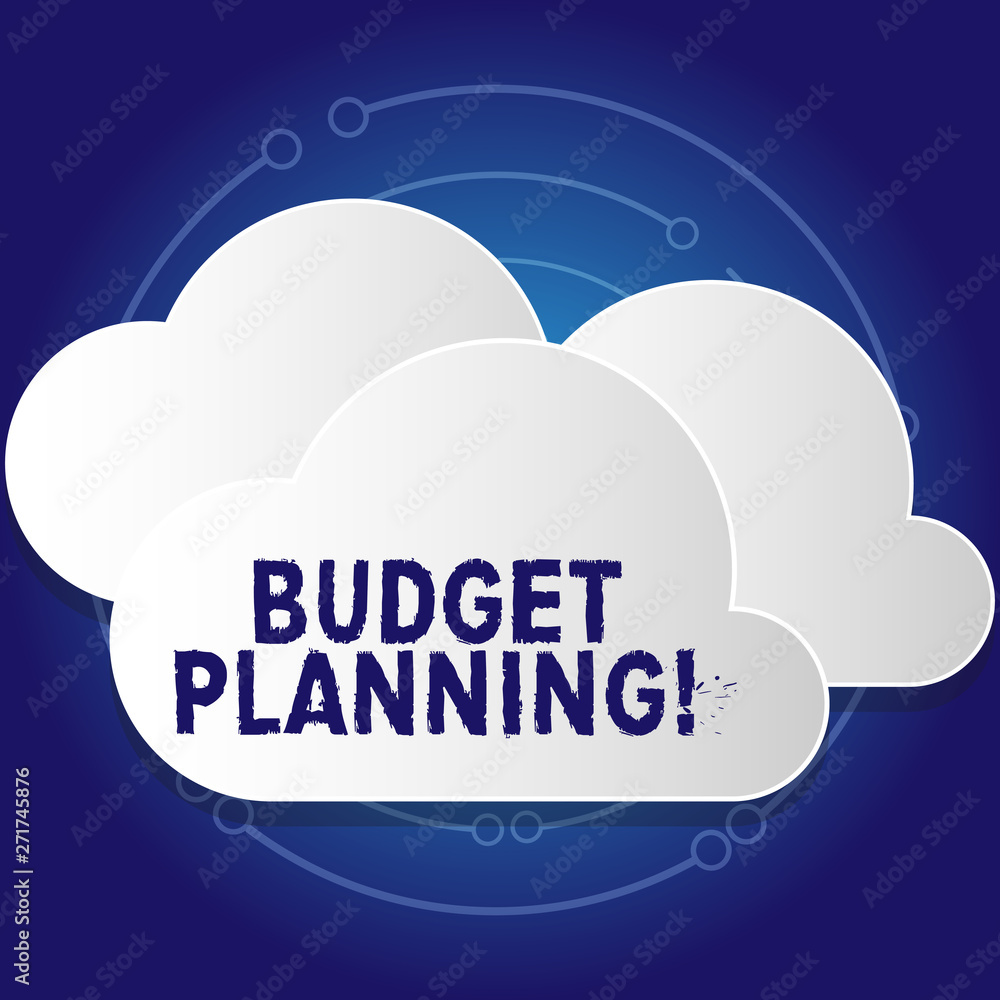 Conceptual hand writing showing Budget Planning. Concept meaning process company or individuals evaluate earnings expenses White Clouds Cut Out of Board Floating on Top of Each Other Conceptual hand writing showing Budget Planning. Concept meaning process company or individuals evaluate earnings expenses White Clouds Cut Out of Board Floating on Top of Each Other