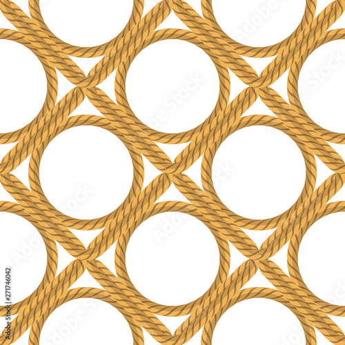 Vector Rope Seamless Pattern on White Background. Rope Texture