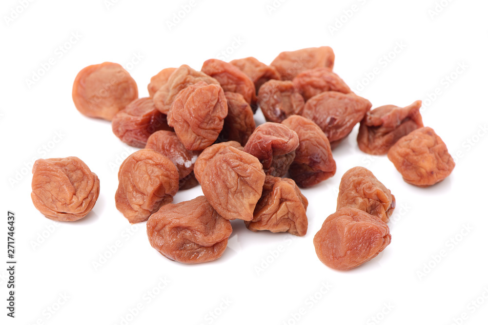Japanese salt plum or pickled plum on white background Japanese salt plum or pickled plum on white background