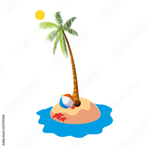 summer beach with palms and balloon toy scene