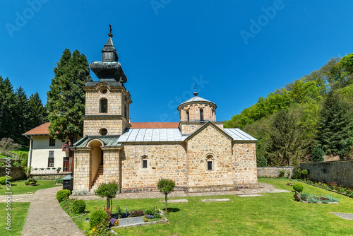 Loznica, Serbia - April 21, 2019: The Tronosa Monastery (serbian: Manastir Tronoša) is a Serbian Orthodox monastery to the 14th Century, one of the oldest Orthodox Serbian sites. 
