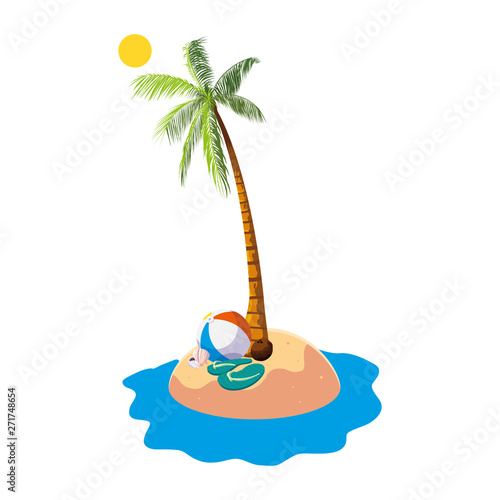 summer beach with palms and balloon toy scene