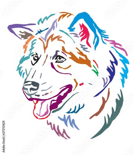 Colorful decorative portrait of Alaskan Malamute Dog vector illustration