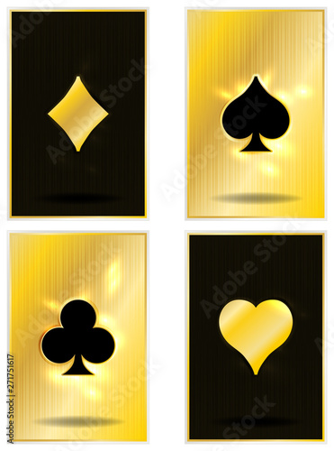 Golden  poker cards, vector illustration