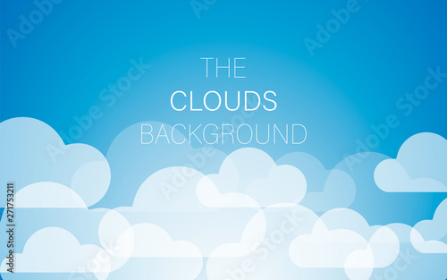 Clouds background in blue sky. Vector image of the sky. Illustration of white colorful clouds.