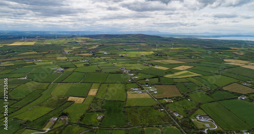 Aerial view of Rural countryside farmland in the republic of Ireland