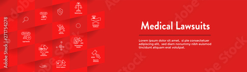 Medical Lawsuits Icon Set and Web Header Banner