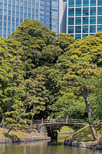 TOKYO, JAPAN, May 17, 2019 : Hama Rikyu Gardens is a public and former imperial garden in Minato and one of two surviving Edo period gardens in modern Tokyo photo