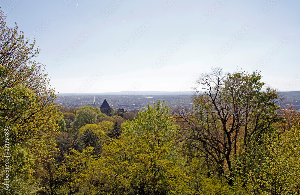 View over Aachen City from hill Lousberg