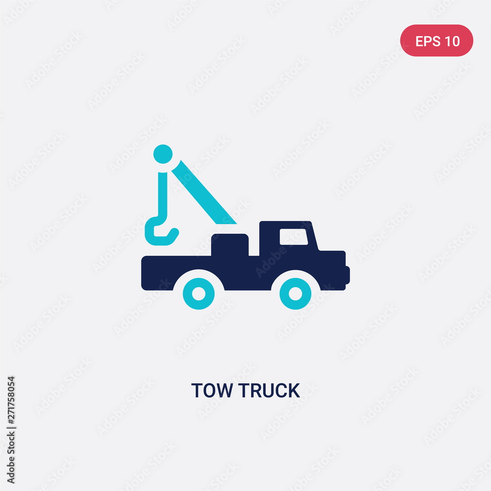 two color tow truck vector icon from construction concept. isolated blue tow truck vector sign symbol can be use for web, mobile and logo. eps 10