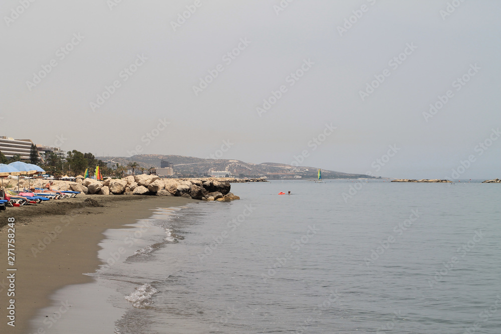 Sandy beach on Limassol seafront