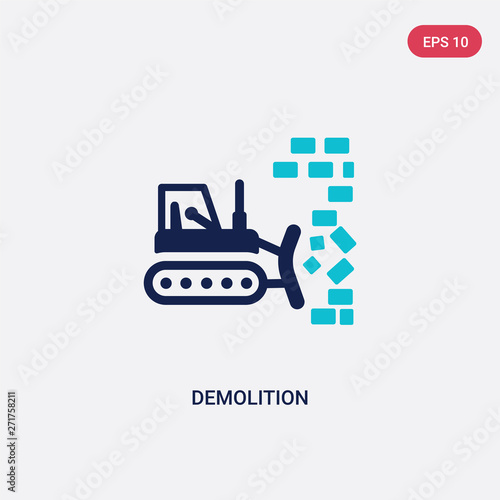 two color demolition vector icon from construction concept. isolated blue demolition vector sign symbol can be use for web, mobile and logo. eps 10