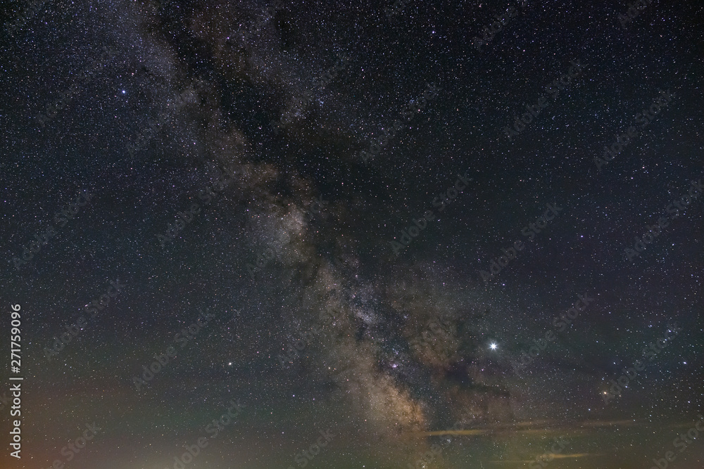 Fototapeta premium Bright stars of the night sky. View of the Milky Way and open space. Astrophotography with a long exposure.