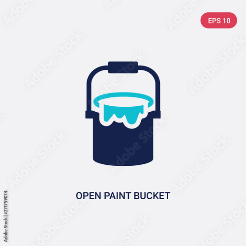 two color open paint bucket vector icon from tools concept. isolated blue open paint bucket vector sign symbol can be use for web, mobile and logo. eps 10