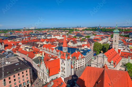  Beautiful aerial view of architecture in Munich