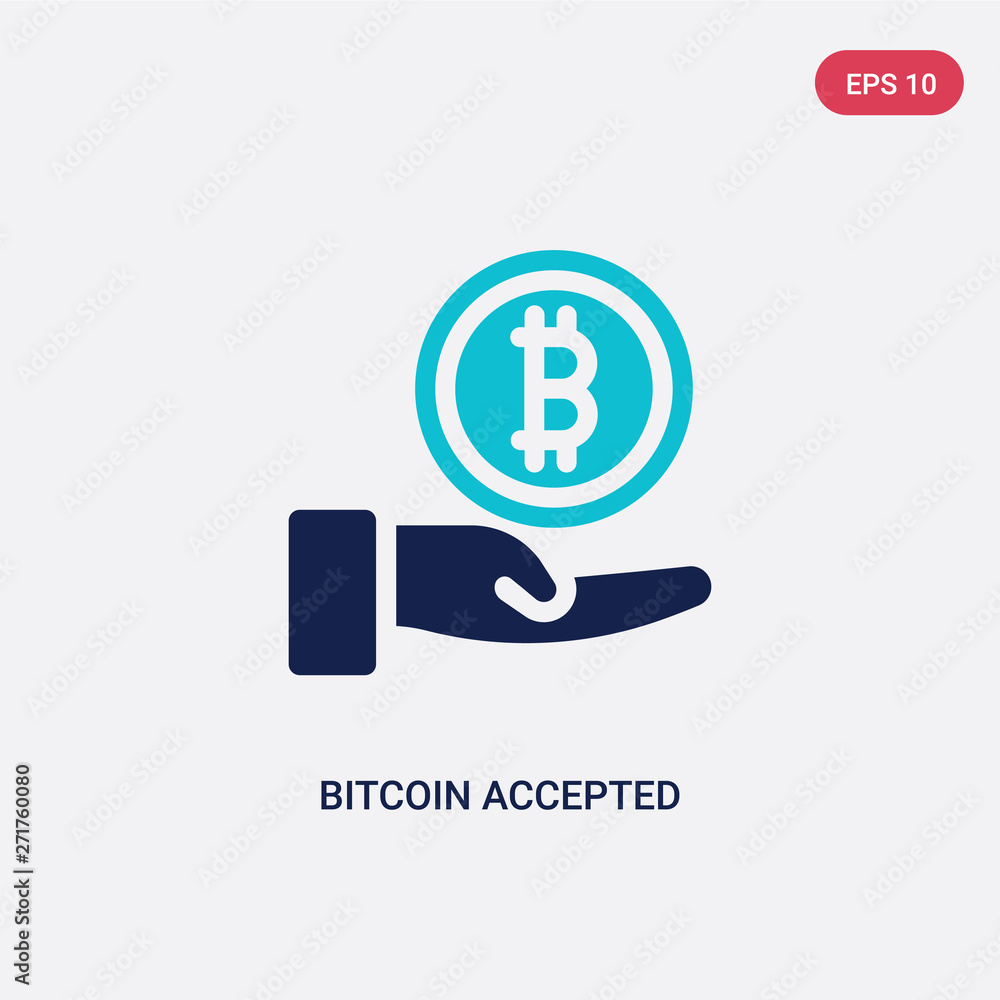 Obraz premium two color bitcoin accepted vector icon from cryptocurrency economy concept. isolated blue bitcoin accepted vector sign symbol can be use for web, mobile and logo. eps 10