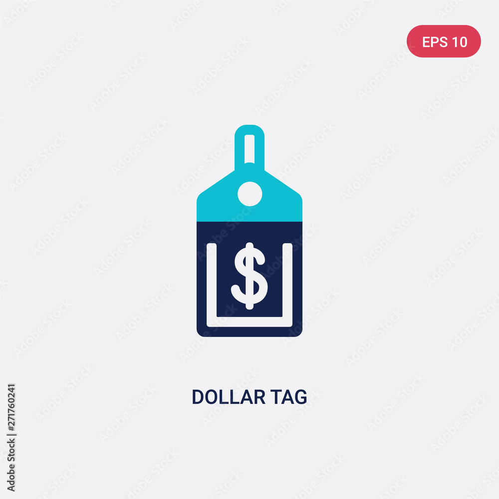 two color dollar tag vector icon from cryptocurrency economy concept. isolated blue dollar tag vector sign symbol can be use for web, mobile and logo. eps 10