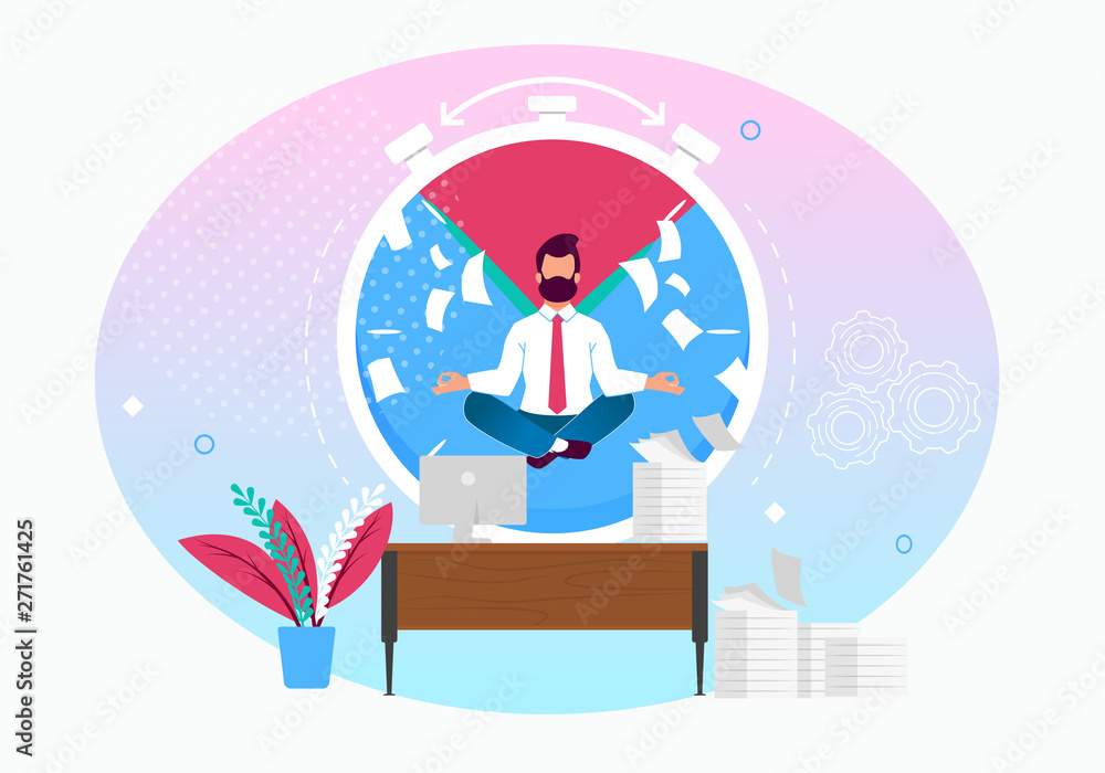 Vector Illustration Calm in Workplace Cartoon Flat Vector Illustration Calm in Workplace Cartoon Flat