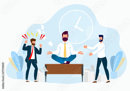 Professional Stress Management at Work Cartoon.