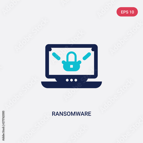 two color ransomware vector icon from cyber concept. isolated blue ransomware vector sign symbol can be use for web, mobile and logo. eps 10