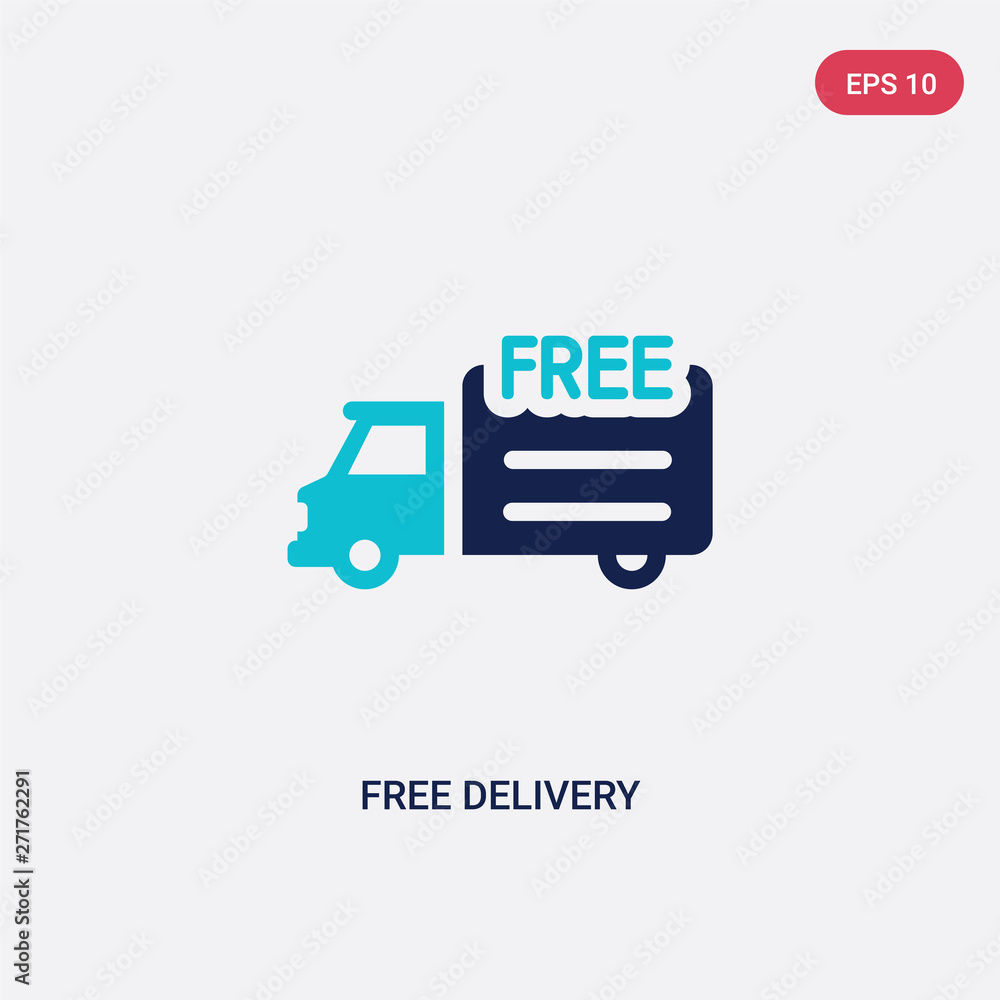 two color free delivery vector icon from delivery and logistics concept. isolated blue free delivery vector sign symbol can be use for web, mobile and logo. eps 10