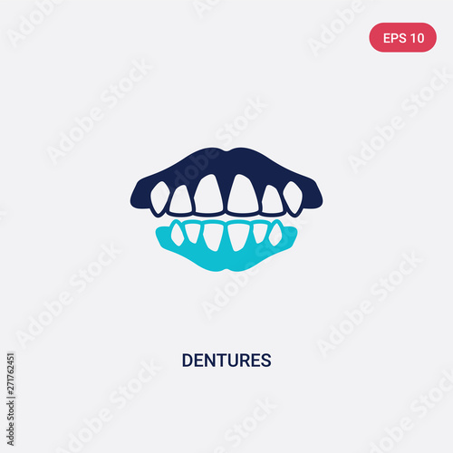 two color dentures vector icon from dentist concept. isolated blue dentures vector sign symbol can be use for web, mobile and logo. eps 10