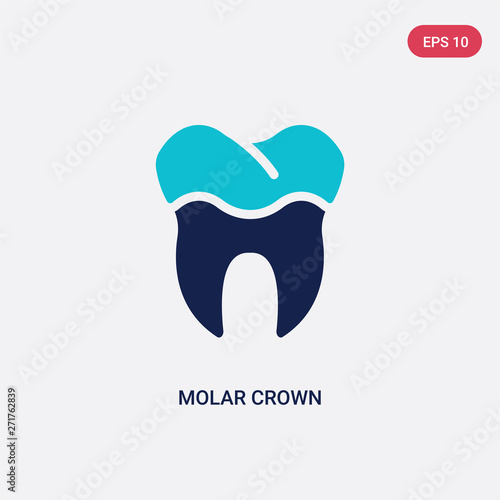 two color molar crown vector icon from dentist concept. isolated blue molar crown vector sign symbol can be use for web, mobile and logo. eps 10