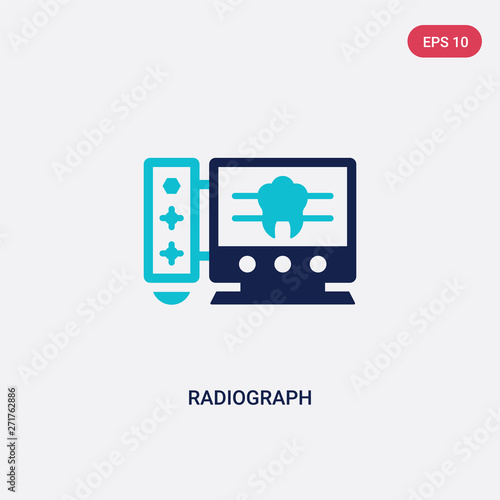 two color radiograph vector icon from dentist concept. isolated blue radiograph vector sign symbol can be use for web, mobile and logo. eps 10