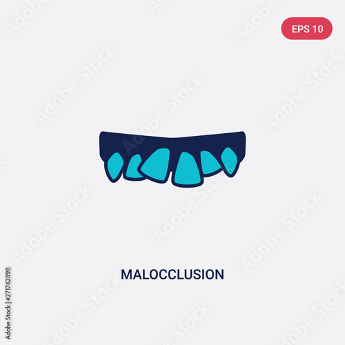two color malocclusion vector icon from dentist concept. isolated blue malocclusion vector sign symbol can be use for web, mobile and logo. eps 10