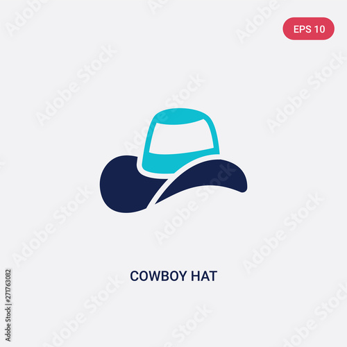 two color cowboy hat vector icon from wild west concept. isolated blue cowboy hat vector sign symbol can be use for web, mobile and logo. eps 10