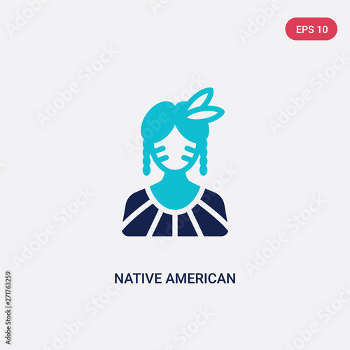 two color native american vector icon from wild west concept. isolated blue native american vector sign symbol can be use for web, mobile and logo. eps 10