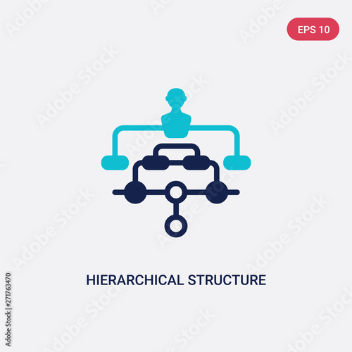 two color hierarchical structure vector icon from digital economy concept. isolated blue hierarchical structure vector sign symbol can be use for web, mobile and logo. eps 10