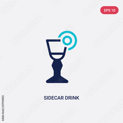 two color sidecar drink vector icon from drinks concept. isolated blue sidecar drink vector sign symbol can be use for web, mobile and logo. eps 10