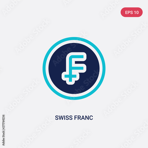 two color swiss franc vector icon from e-commerce and payment concept. isolated blue swiss franc vector sign symbol can be use for web, mobile and logo. eps 10