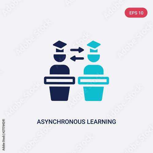 two color asynchronous learning vector icon from e-learning and education concept. isolated blue asynchronous learning vector sign symbol can be use for web, mobile and logo. eps 10