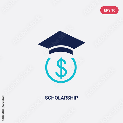 two color scholarship vector icon from e-learning and education concept. isolated blue scholarship vector sign symbol can be use for web, mobile and logo. eps 10