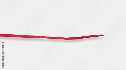 Red silk ribbon develops in the wind. 3d animation