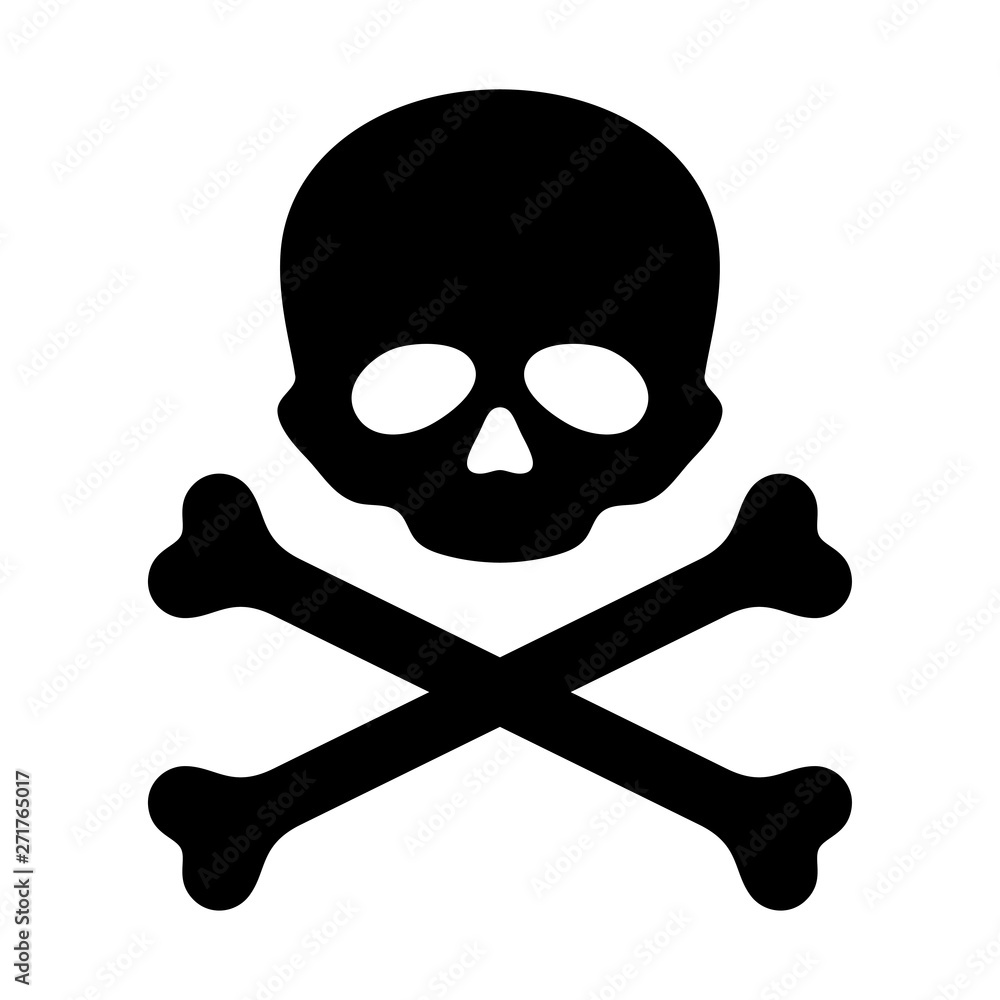 Vector skull with crossbones Icon on white background Vector skull with crossbones Icon on white background