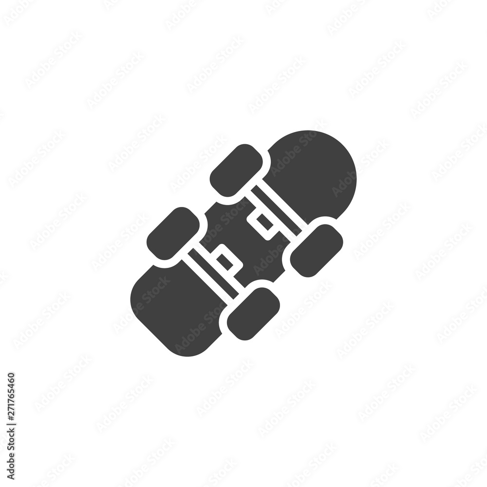 Skate board vector icon. Skateboard filled flat sign for mobile concept and web design. Skate boarding sport glyph icon. Symbol, logo illustration. Vector graphics