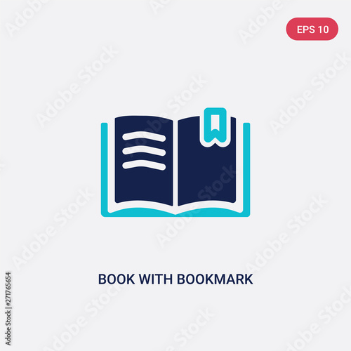 two color book with bookmark vector icon from education concept. isolated blue book with bookmark vector sign symbol can be use for web, mobile and logo. eps 10