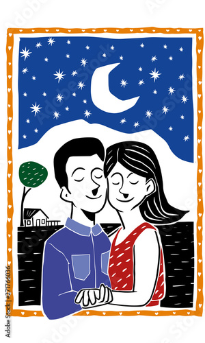 Valentine in the moonlight in the hinterland