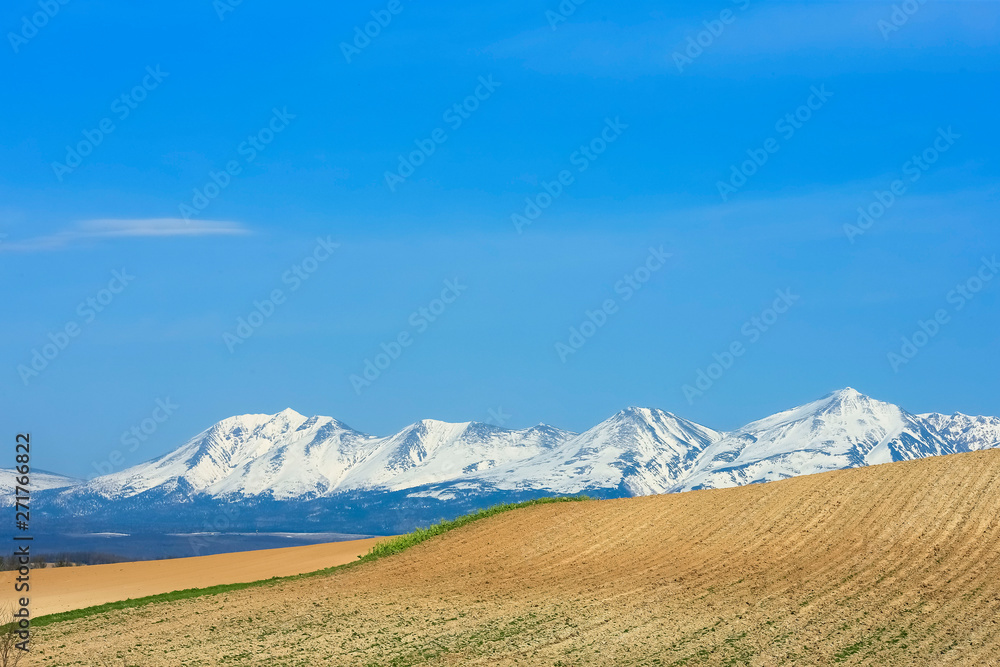 Fototapeta premium 日本 北海道 山と青空背景