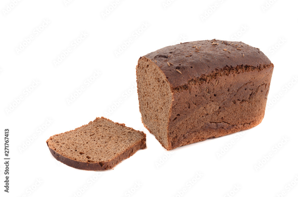 Black sliced bread. Isolated on a white background. The view from the top