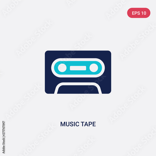 two color music tape vector icon from entertainment and arcade concept. isolated blue music tape vector sign symbol can be use for web, mobile and logo. eps 10