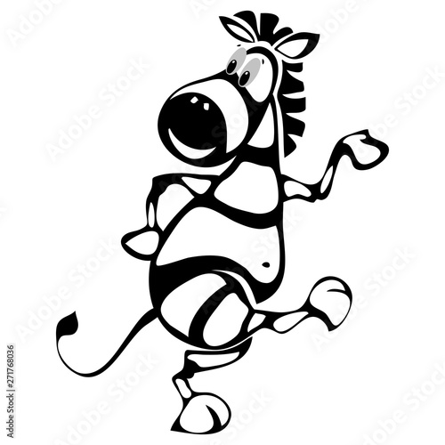 cartoon character cheerful zebra dancing