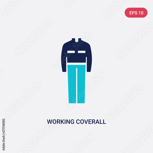 two color working coverall vector icon from fashion concept. isolated blue working coverall vector sign symbol can be use for web, mobile and logo. eps 10