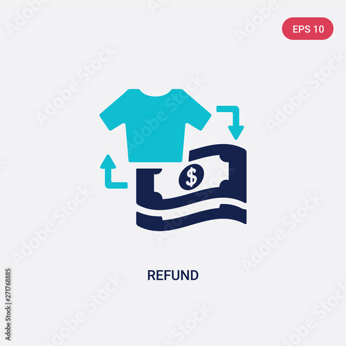 two color refund vector icon from fashion and commerce concept. isolated blue refund vector sign symbol can be use for web, mobile and logo. eps 10