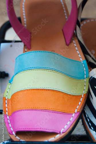 One multicolor Menorquina of Menorca typical shoes of the Spanish Islands photo