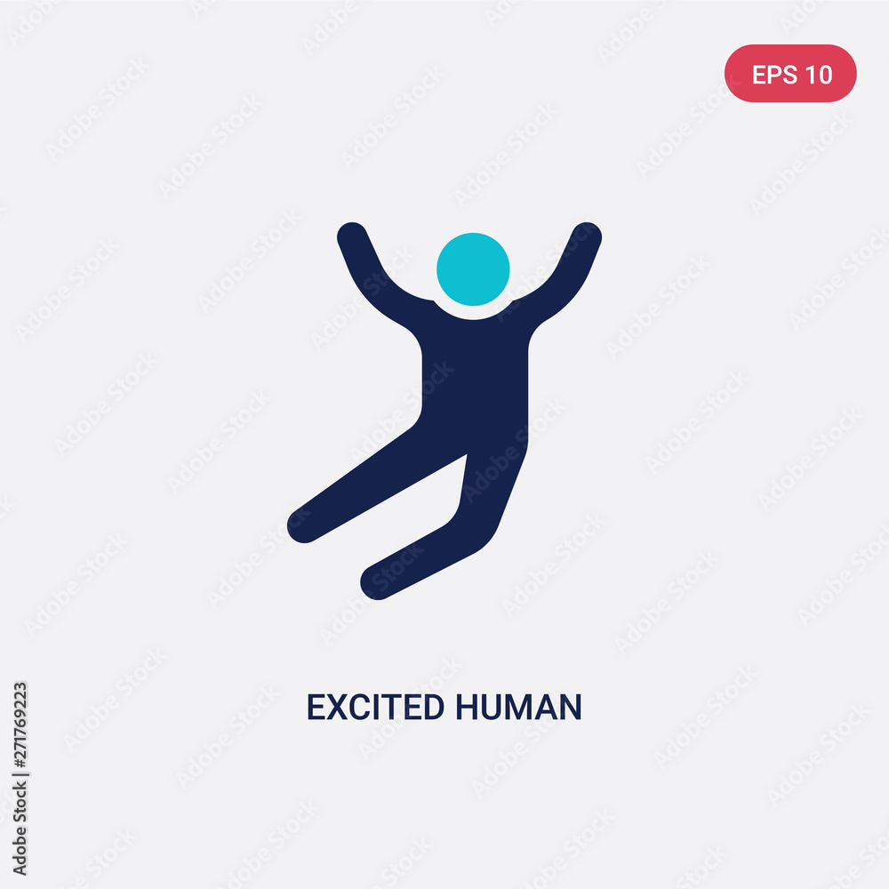 two color excited human vector icon from feelings concept. isolated blue excited human vector sign symbol can be use for web, mobile and logo. eps 10